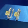 Boucles d'oreilles créoles en argent Sterling 925, 6 6MM, coupe coussin, Citrine, saphir de laboratoire, pierres précieuses, fête de mariage, bijoux fins, vente en gros