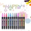 Marcadores 12 colores Brillo metálico Color colorido Contorno Marcador Kawaii Art Marker Bolígrafo de doble línea para dibujo escolar Suministros de arte Bolígrafo