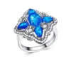 Wedding Rings Hainon Flower Design WhiteBlue Fire Opal Ring Silver Color Party Gift Ladies Clear Stone Luxury Jewelry Distributio3967931