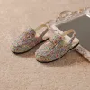 Açık yaz 2023 çocuk ayakkabıları çocuk açık slaytlar kız bebek kızlar altın terlik toddler bling marka daireler prenses slaytlar ayakkabı üzerine kayma