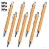 103050st. Set Bamboo Wood Ballpoint Pen 10mm Tip Blue Black Ink Office School Writing Stationery Business Signature Ball 240219