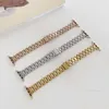 Designer Slant Metal Chain Stems för Apple Watch Bands 44mm 42mm 40mm 38mm Armband Rostfritt stål Ersättning Arvband IWatch Series 6 5 4 SE Watchband Categy