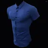 Camicie casual da uomo Moda estiva Camicia classica da uomo a maniche corte super slim fit Camicia elegante maschile Hipster rilassata di lusso formale