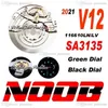 2021 N V12 SA3135 Automatisk herrar Titta på 40mm svart keramik Bezel Green Dial 904L Steel Armband Ultimate Version Super Edition CO249D