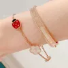 Designer Sieraden Luxe Armband VanCA Fan Familie Ster Lieveheersbeestje Vijf Bloemen Armband Rose Goud Witte Fritillaria Rode Jade Marrow Armband Lichte Luxe Lucky Dames