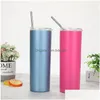 Tumblers 20Oz 304 Stainless Steel Tumblers Insation Straight Cup Coffee St Car Water Cups Drop Delivery Home Garden Kitchen, Dining Ba Dhjuo