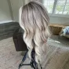 Ash Blonde Body Wave 13X4 Lace Front Human Hair Wig Transparent Dark Grey Colored Remy Wig Lace Frontal Synthetic Wig for Women