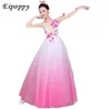 Stage Wear Style personnalisé élégant ouverture danse grande robe balançoire Costume de performance chanson dégradé couleur gaze