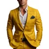 Men's Suits Men Suit Coat Formal Business Style Slim Fit Plaid Print Long Sleeve Single Button Closure Mid Length Straight Cardigan Work Coa