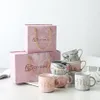 Luxury Pink Gold Mr Mrs Ceramic Marble Coffee Mug Cup Weddal Bridal Couples Lover's Gift Mug Porcelain Milk Tea Breakfast C301S