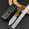 A2351 High End Flipper Folding Knife 14C28N Stone Wash Blade PEI with Steel Sheet Handle Ball Bearing Fast Open Flipper Folder Knives Outdoor EDC Tools