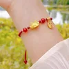 Link-Armbänder, Drachenjahr-Glücksarmband, gewebtes schwarzes rotes Seil, verstellbar, handgefertigter Schmuck, Stil, Geschenk, chinesisch