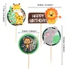 New Jungle Animal Toppers Wrappers Happy Party Cake Decorations For Baby Shower Kids Safari Theme Birthday Supplies