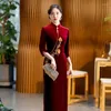 Этническая одежда, бархатное платье Cheongsam, китайское традиционное вечернее платье для мамы Qipao, женские свадебные платья, платья подружки невесты