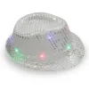 LEDジャズパーティーの帽子が点滅しているLED Fedora TrilbyスパンコールキャップファンシードレスダンスパーティーハットユニセックスヒップホップランプラミナスハットFY3870