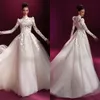 Graceful Wedding Dresses Lace Appliques Bridal Gowns High Neck Sheer Long Sleeves A Line Bride Dresses Custom Made Plus Size