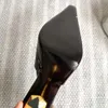 Designer häl slingback kvinnor skor blake klackar sandaler kattunge 7cm 9 cm hög klack svart ines lee krokodil pump läder klänning sko Storlek 35-41