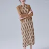 작업 드레스 YUDX MIYAKE PLEATED 드레스 2 조각 패션 여성 세트 기질 디자인 두 조각 2024 Early Spring