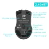 Kuwfi Souris d'ordinateur Bluetooth 4.0 + 2,4 GHz Souris sans fil double mode 2 en 1 2400 dpi Souris optique portable ergonomique pour PC/ordinateur portable