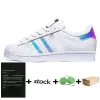 2024 klassischer Stil, Mode, Stan Smith Superstar, Freizeitschuhe, drei schwarz-weiße Oreo Laser Gold-Plateau-Sportsneaker für Herren und Damen