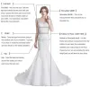 Berta Brautkleider Spaghettiträger Spitze Applikationen Meerjungfrau Brautkleider Open Back Sweep Zug Brautkleid Robe De Mariee