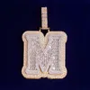 Bubble Letter A ~ Z Enkele Baguette Initial Ketting voor Mannen Iced Out Hanger Hip Hop Rock Rapper Sieraden 240220