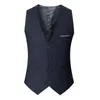 Slim Fit Pak Vesten Voor Mannen Zwart Grijs Marineblauw Business Casual Heren Vest Single Breasted Gilet Homme Formeel Jasje 240228