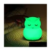 Andra inomhusbelysning Owl LED Night Light Touch Sensor Remote Control 9 Färger Dimble Timer USB Raddbar Sile Bedside Lamp för DH8XW