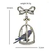 Spille Wulibaby Luxury Cage Bird per donna unisex scintillante strass spilla vintage per feste da ufficio