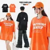 夏のトレンディなブランド洗浄ハイストリートレタープリントカジュアルルーズゆるい短い袖のTシャツの男性の女性