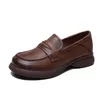 Casual Shoes Vintage Leather Cowhide Loafers Men's Driving Pumps Work