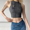 Regata feminina regata feminina y2k streetwear sem mangas camisetas 2023 moda verão camisetas cortadas
