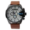 Brand Watches Men Big Case Mutiple Dials Date Display Leather Strap Quartz Wrist Watch 42802855
