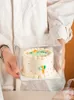10PCS Transparent Gift Birthday Cake Wedding Packaging Box Dessert Handle Plastic Including White Bottom Bracket Square Box 240226