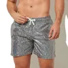Shorts pour hommes Pantalons de plage à imprimé métallique Brillant Cordon de serrage Piste Séchage rapide Gym avec taille élastique pour le fitness