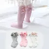 靴下10個/ロット幼児ベビーコットンソックス甘い弓スカルペトキ冬の長い子供向けの暖かい子供向けの新生児ソフトニーハイソックス
