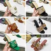 New Women's High Heel Slippers Designer sandals for women Leather Fashion Sexy Elegant Mature Embroidered Summer Chunky Heel Sandals 6.5cm With Box slides Size 35-42