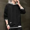 Herrtröjor chic män hoodie casual dragstring ung koreansk stil vinter hatt höst för arbete