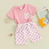 Clothing Sets CitgeeSummer Toddler Baby Boys Girls Shorts Set Short Sleeve T-shirt Plaid Outfit Casual Clothes