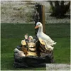Dekorativa föremål Figurer Dekorativa föremål Figurer Utomhus Solar Garden Water Fountain Harts Ornament med LED -lampor Animal DHFSD