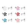 Luxusteel 12 pares/lote brincos de aço inoxidável para mulheres meninas cristal cz flor coração colorido bonito orelha jóias atacado 240219