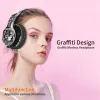 Casque/casque sans fil Bluetooth 5.0 casque sur l'oreille casque pliable Design Graffiti avec micro HiFi stéréo pour téléphone PC ordinateur portable