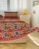 Bedrok Etnisch Zebrapatroon Bloemen Elastisch ingerichte sprei met kussenslopen Matrashoes Beddengoed Set Laken