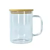 US Ship 17oz Sublimation Glass Mug Clear Clear Frosted Glasses with Lid Lid Glass Coffee Mug Jelly Mason Jar Libby Can Cola Beer Beer Hals 25pcs/Case