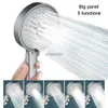 Bathroom Shower Heads 25 CM Large Flow High Pressure Ceiling Mounted Head 5 Modes Big Panel Spray Nozzle Rainfall Supercharge YQ240228