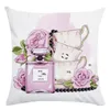 Design New Small Perfume Bottle Series Peach Skin Fabric Pillow Cover Home Pillowcase
