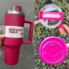 US Stock Winter Pink Shimmery co-branded Target Red 40oz Quencher Tumblers Cosmo Parada Flamingo Valentines Day Present Cups 2nd Car Mugs GG0423