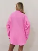 Pigiama da donna in cotone Marthaqiqi da donna, manica lunga, colletto rovesciato, pigiama da notte, pantaloncini, camicia da notte da donna casual, set da 2 pezzi