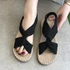 Sandalen Mode Lente en zomer Dames Outdoor Romeinse stijl Bandjes Linnen platte bodem