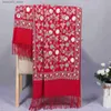 Écharpes À la mode hiver chaud cachemire brodé châle femmes col Pashmina voyage foulard enveloppé femmes Echarpe Bandana Q240228